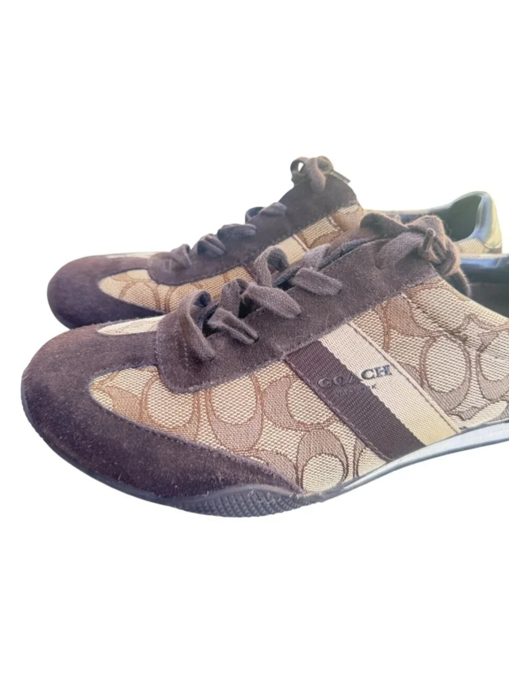 Coach Kelson Womens 8 B Brown Signature Canvas Casual Sneakers Shoes Lace Up